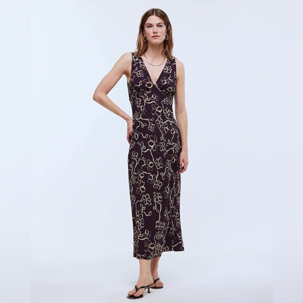 Ariana Midi Dress - dark purple ‘black iris’ print